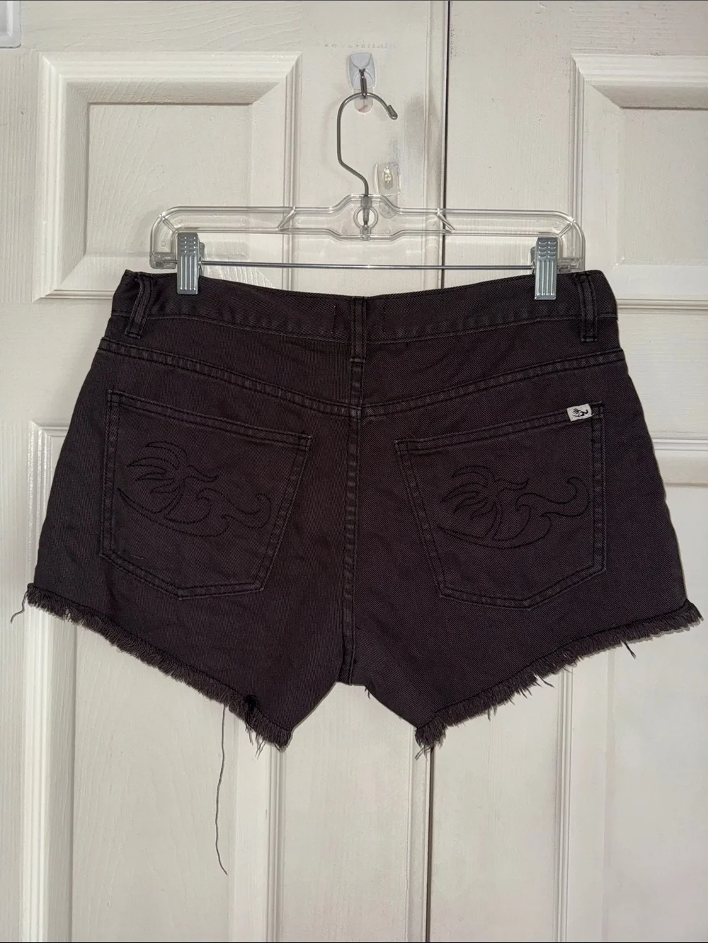Honolua Surf Co. Espresso Colored Cut Off Embroidered Pockets Denim Shorts
